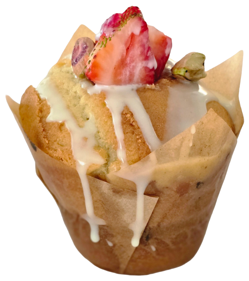 Pistachio Stuffed White Chocolate muffin